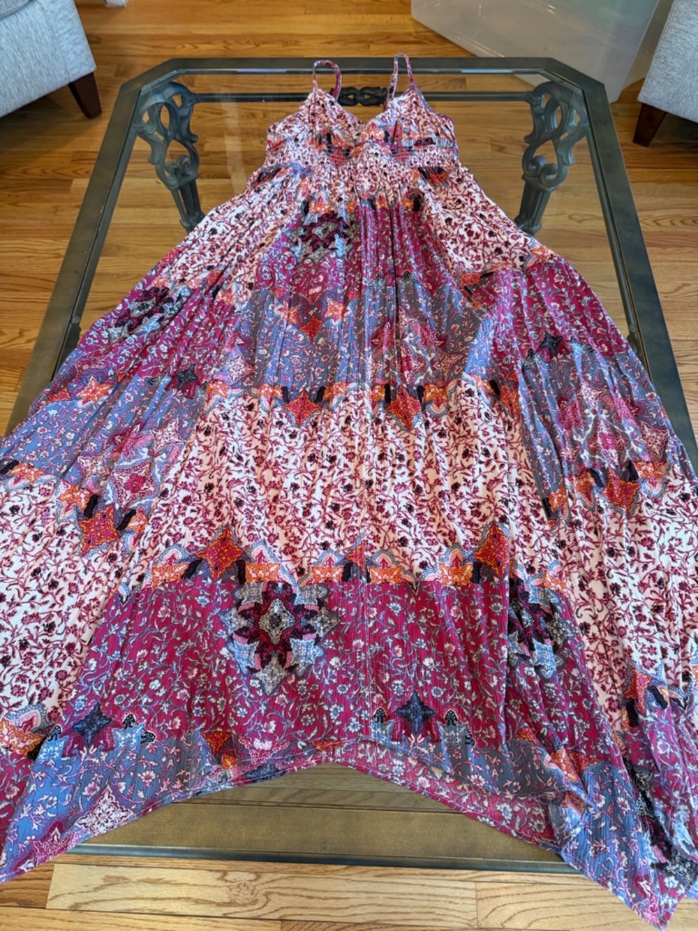 American Eagle Outfitters Boho Maxi Dress in Magenta, Purple, Blue